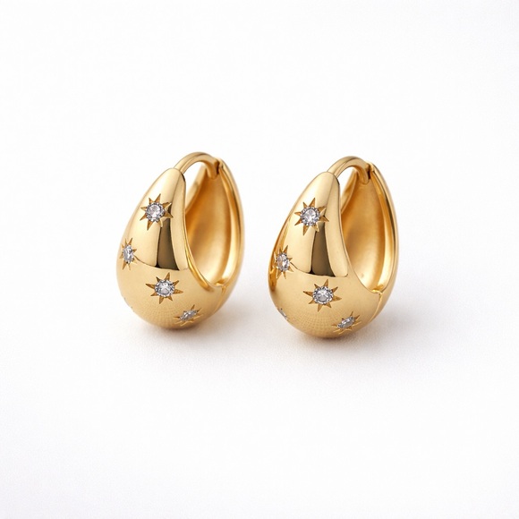 Private Label Jewelry - Gold Starburst Hoop Earrings (2709)